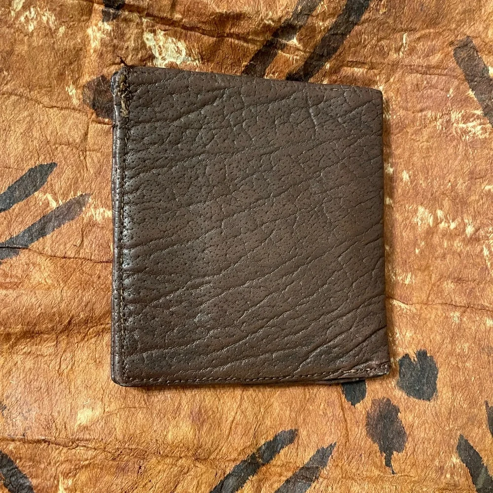 Vintage Bosca Authentic African Elephant Leather Bifold Wallet Dark Brown O/S